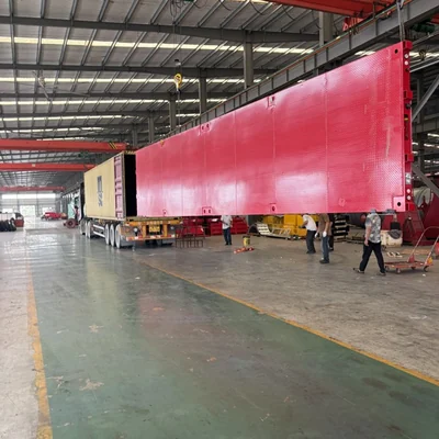 Semi trailer final loading inspection in factory workshop before export