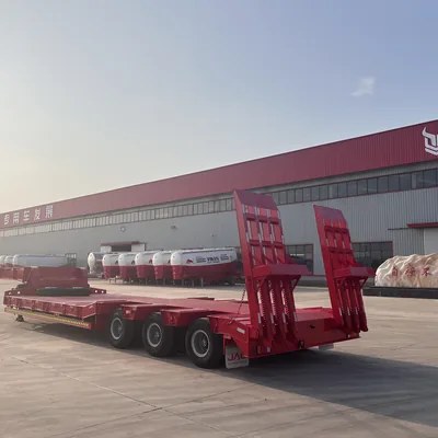 Lowbed trailer final inspection review in the factory yard